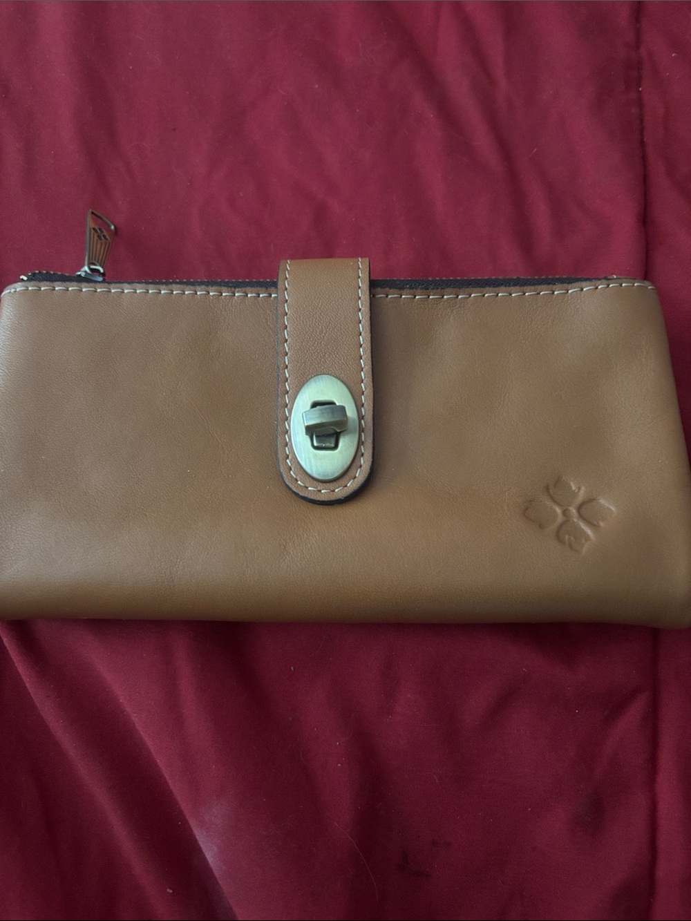 Patricia Nash Tan Leather Wallet with Turn-Lock Accent